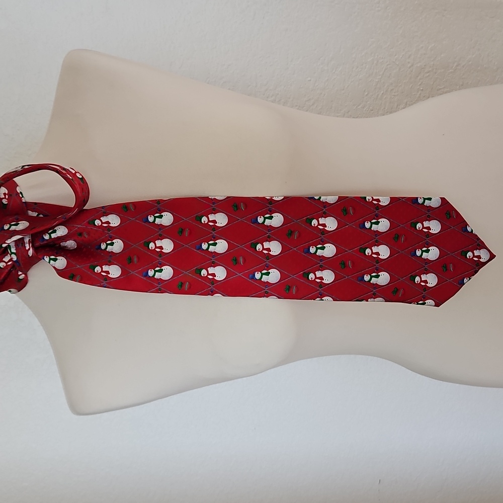 HOLIDAYS💞Red Holiday Snowman Unisex Tie